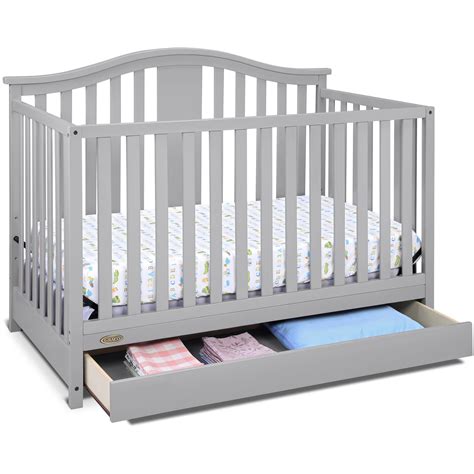 Graco crib mattress - 5-In-1 Convertible Crib With Drawer. Converts from baby crib (mattress sold separately) to toddler bed (compatible with 1 or 2 toddler guardrails, each sold separately), daybed, and full-size bed with headboard & optional footboard (compatible full-size conversion kit sold separately)